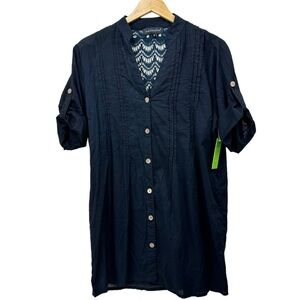 Club Z Collection Navy Lace Swim Coverup Beach Dress, Small